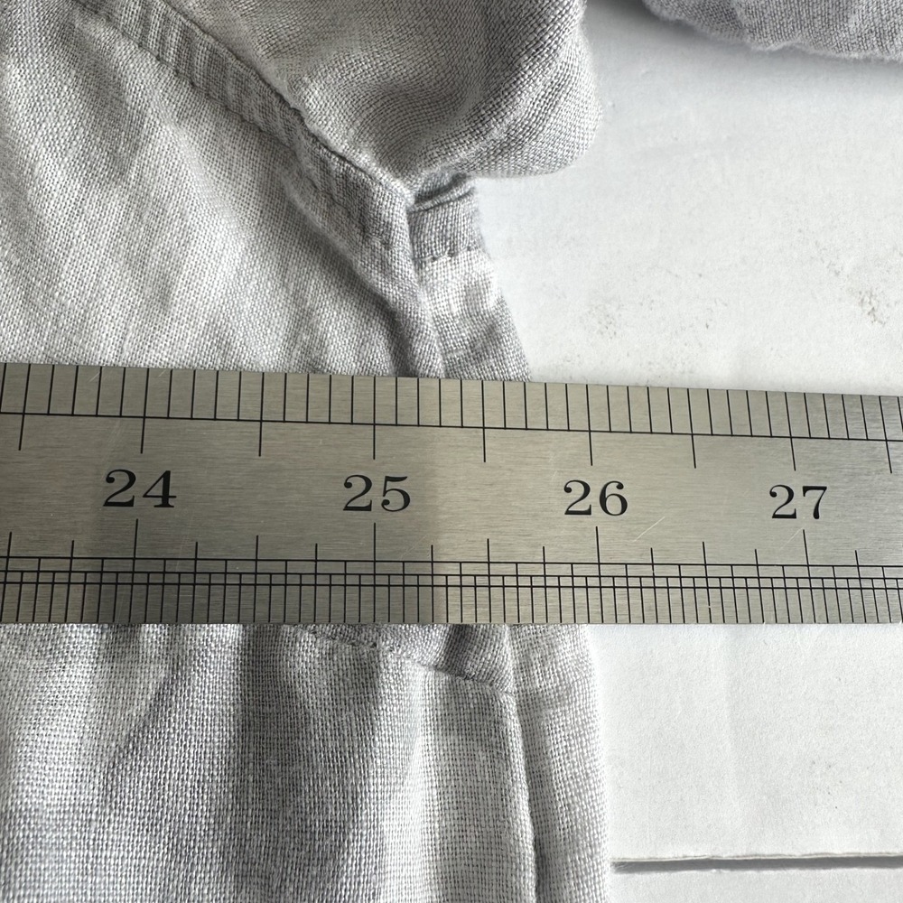 C&C California Beachy Grey Camo 100% Linen Hooded Tunic Plus Sz. 1X Button Back - Picture 6 of 10